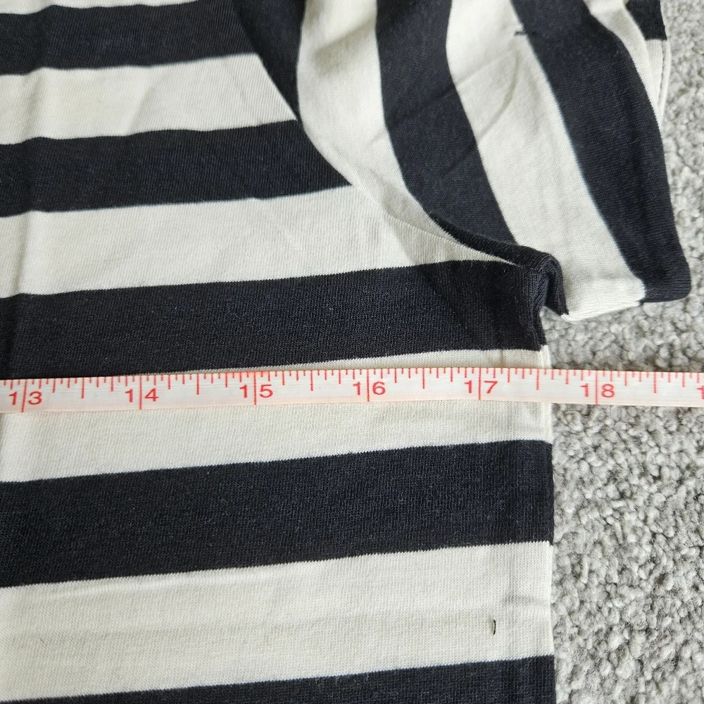 J.Crew Striped Puff Twisted Sleeves Classic Fit Tshirt, Small, White/ Black
